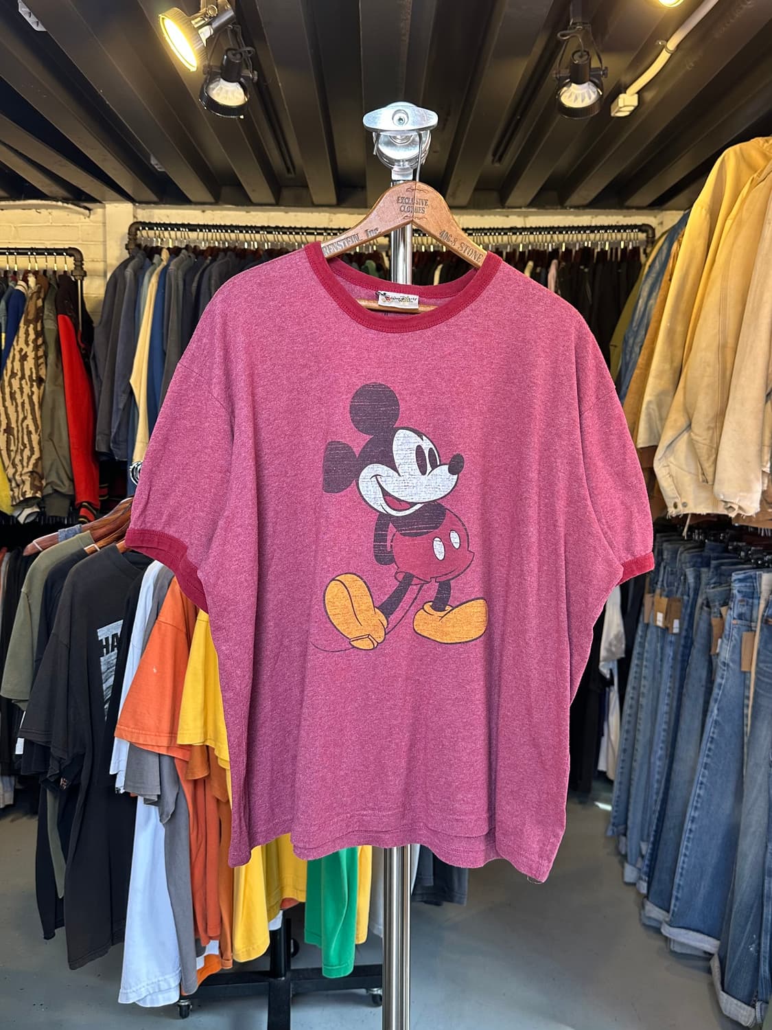 디즈니 미키마우스 프린팅 링거 티셔츠 상품이미지1