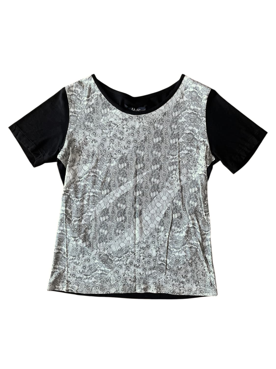 요지 야마모토 리미 푸 레이스 페이즐리 그래픽 반팔 티셔츠 상품이미지1