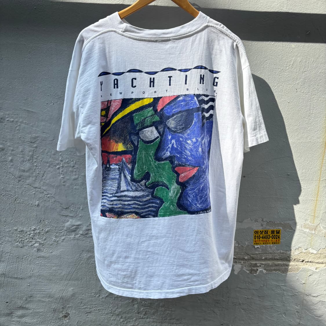  (L) 90s 오리지널 뉴포트 블루 빈티지 야팅 추상화 반팔  상품이미지1