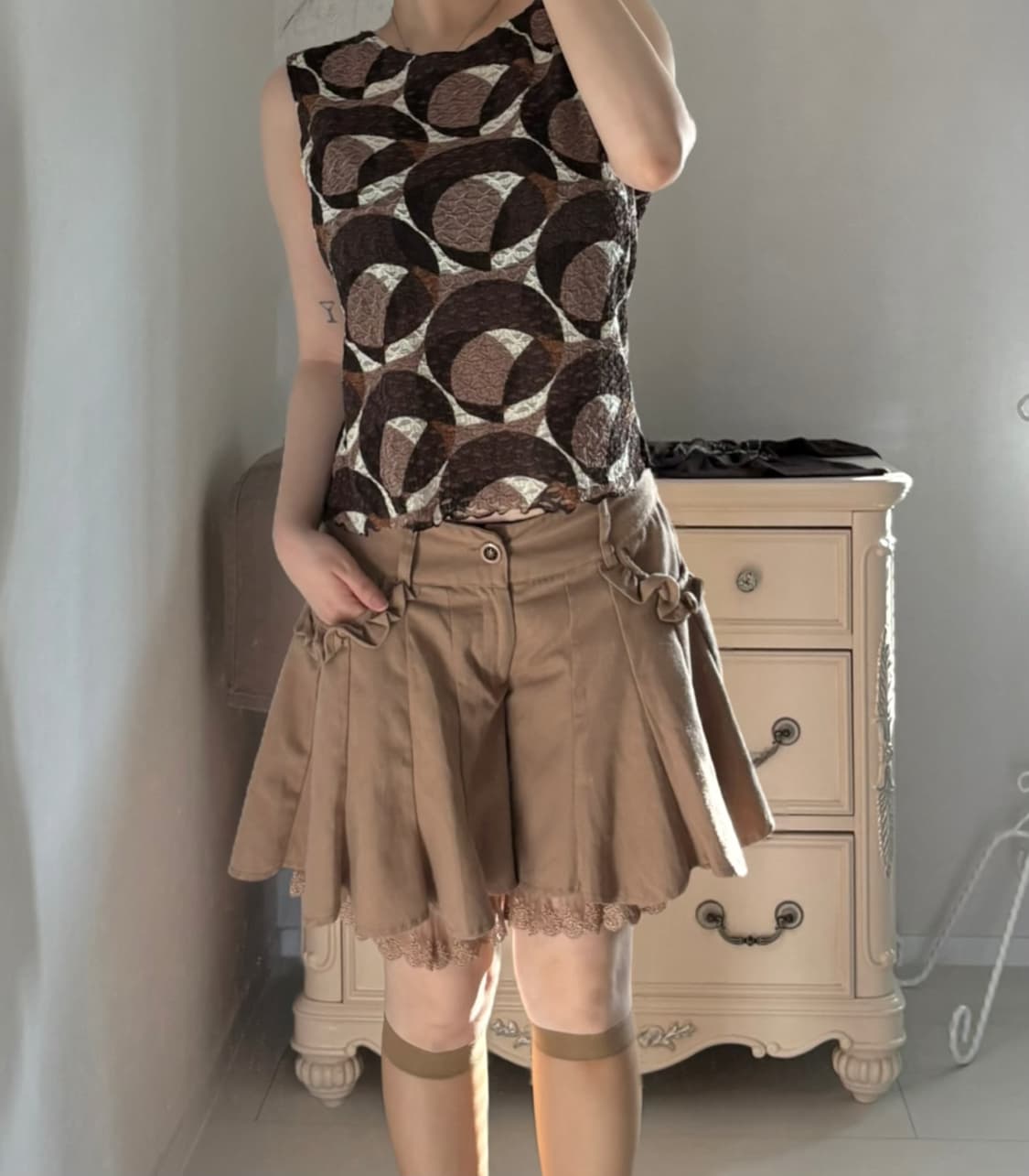 circle print mesh top 상품이미지5