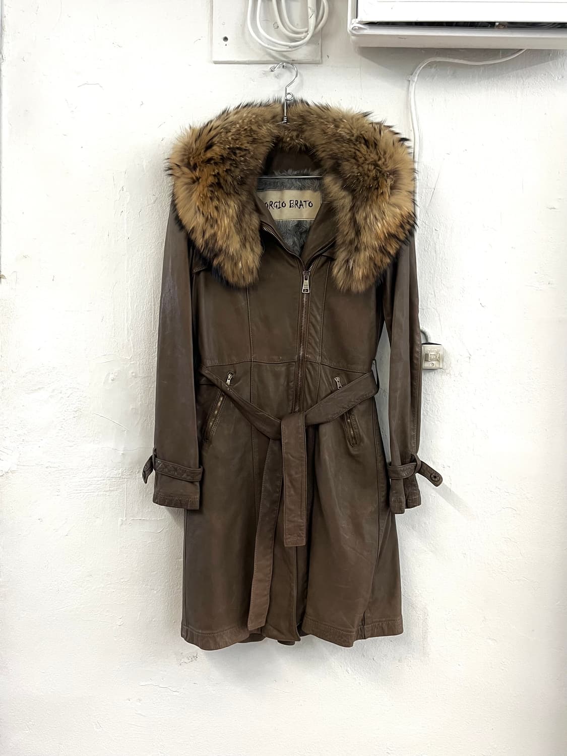 조르지오 브라토 폭스퍼 램스킨 레더 코트 상품이미지1