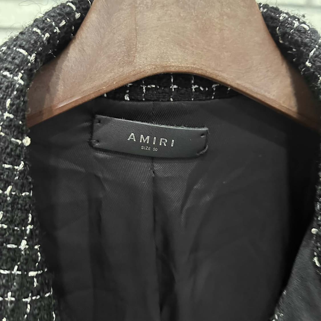 AMIRI 아미리 트위드 자켓 스티치 체크 패턴 4포켓 디테일 블랙 상품이미지6