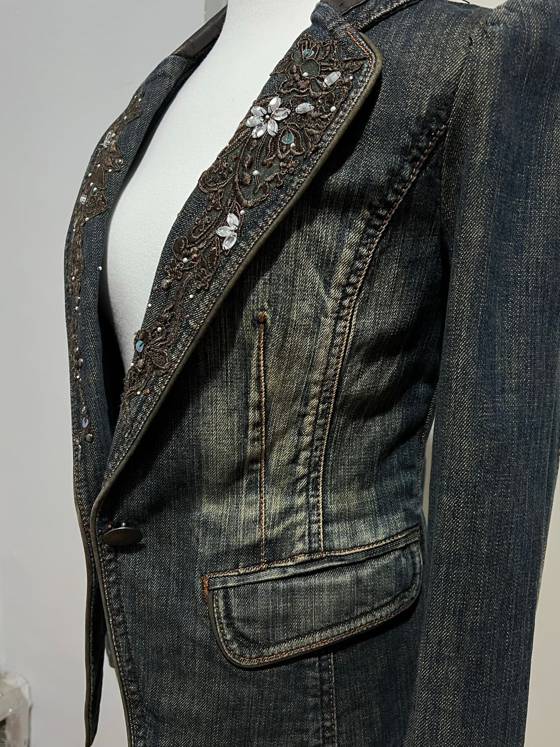 자수 디테일 청자켓 상품이미지4