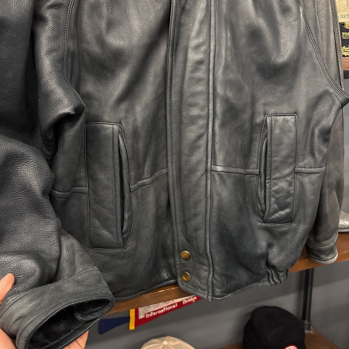 90s 노티카 한국생산 디어스킨 블루종 봄버자켓 N939 상품이미지4