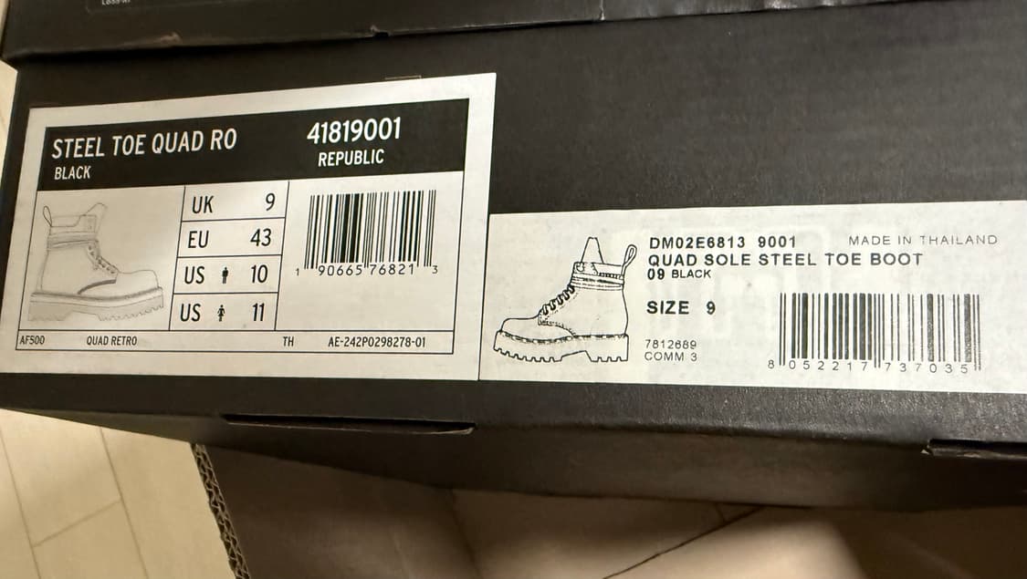 닥터마틴 x 릭 오웬스 쿼드 솔 스틸 토 부츠 43 (280) 상품이미지9