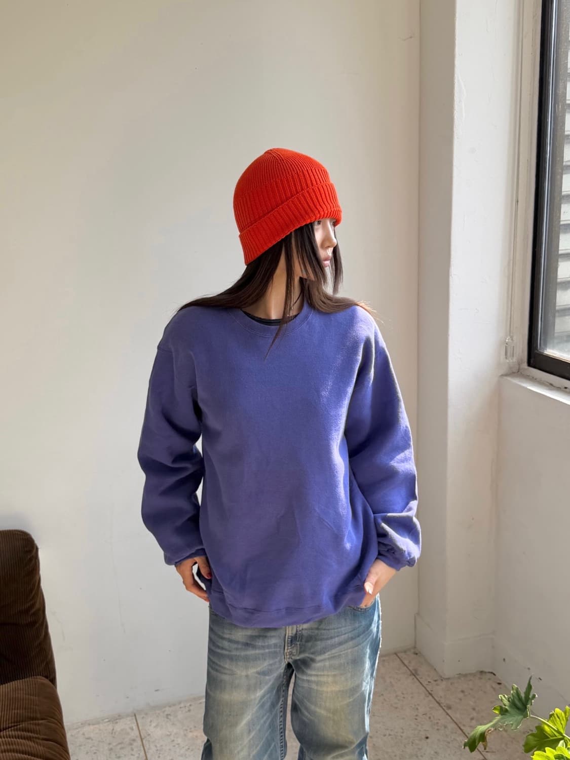 90‘s 러셀 맨투맨 퍼플 블루 블랭크 상품이미지1