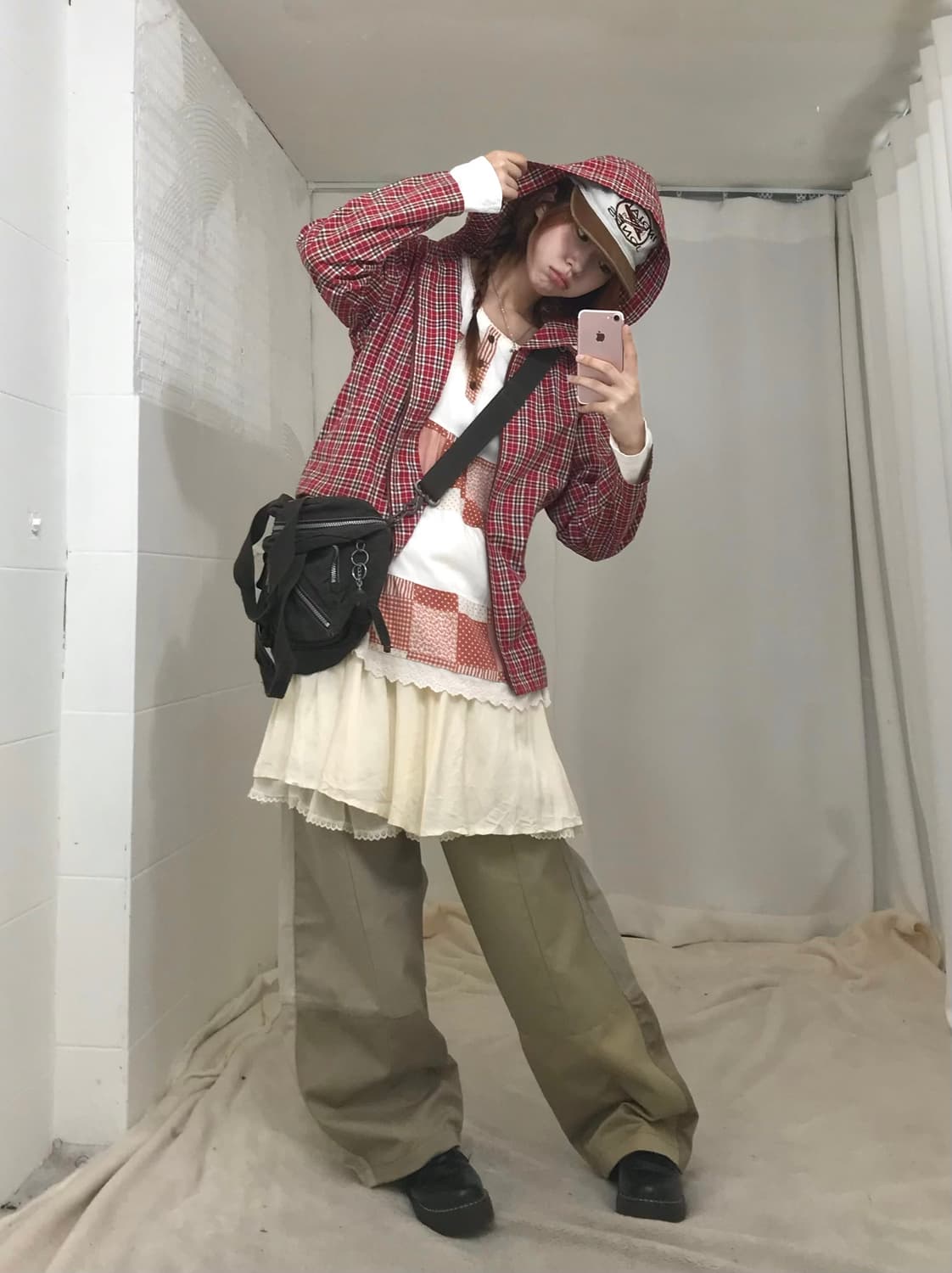 폴로 레드 체크 캐주얼 모리 니혼진 코디 세트 상품이미지2