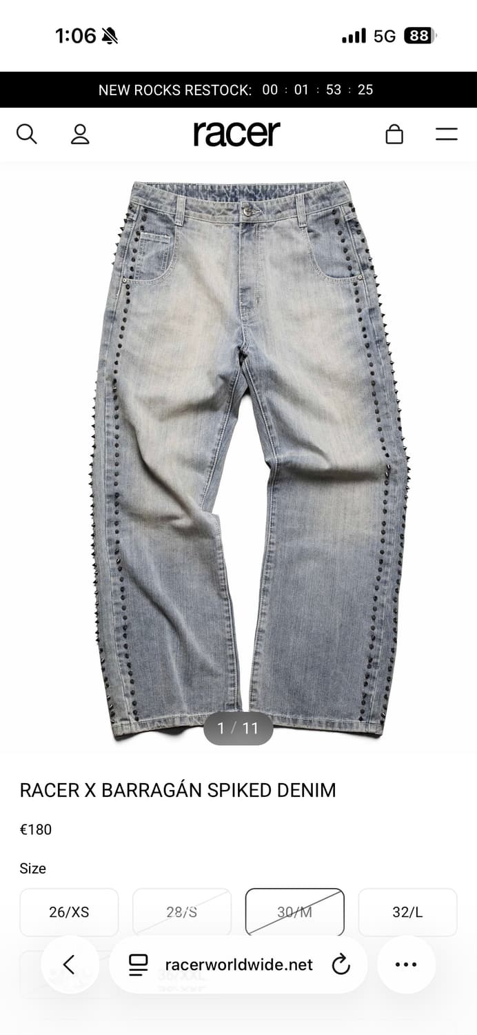  Racer worldwide x barragan 스파이크 데님 L사이즈 상품이미지2