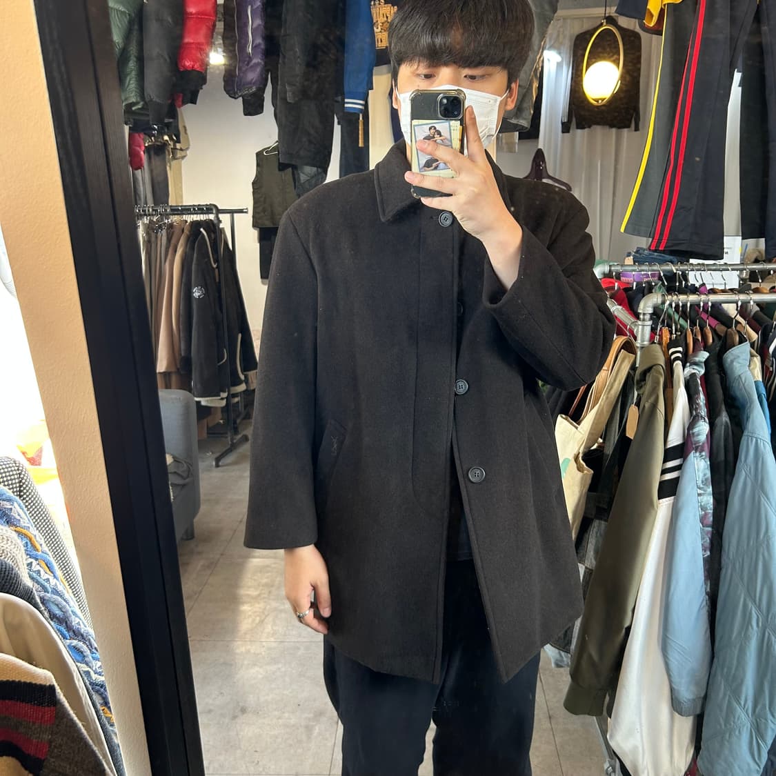 L) YSL 입생로랑 울 코트 싱글 미디움 코트 딥브라 상품이미지10