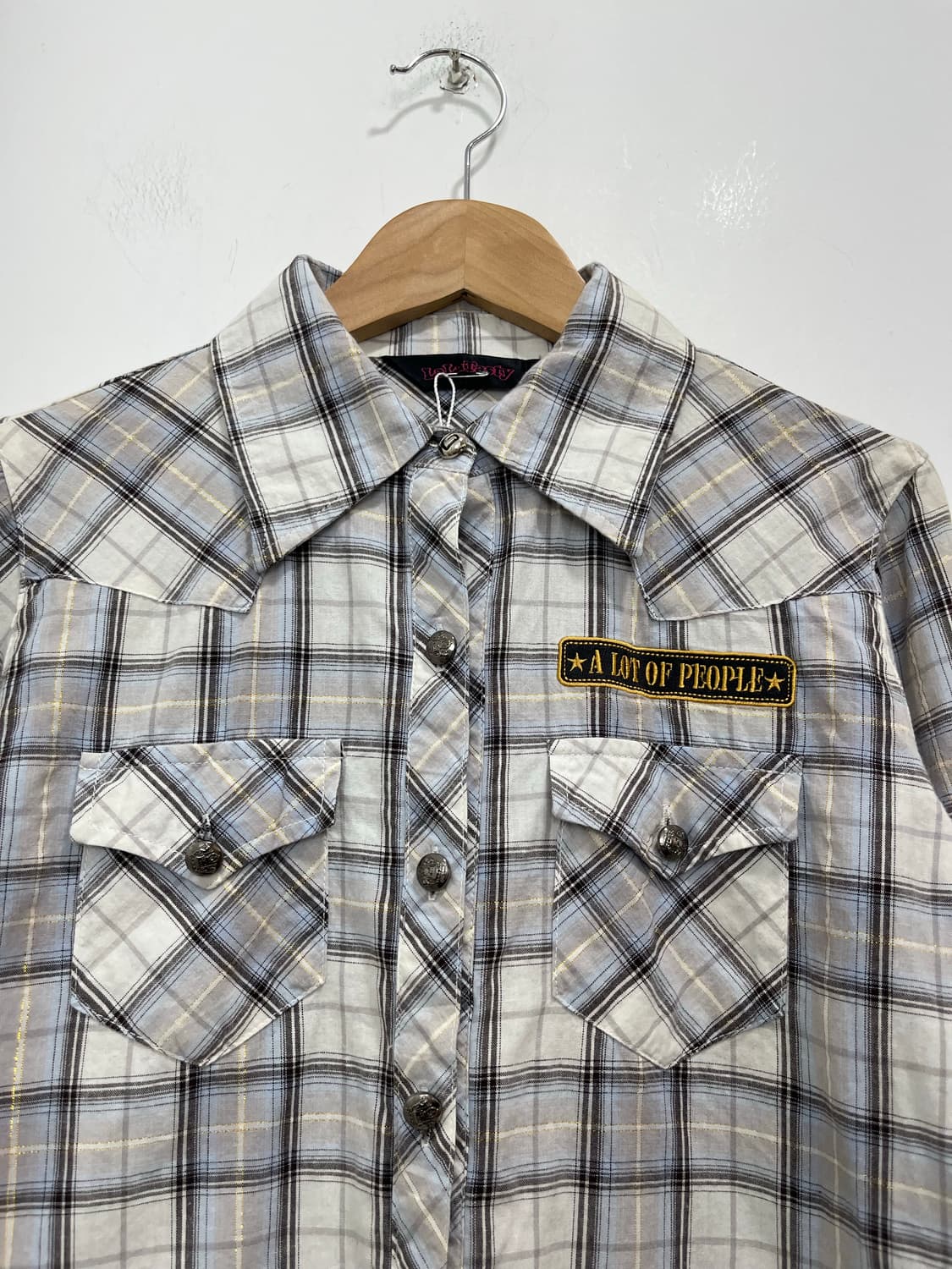 락펑크 웨스턴  양각 버튼 포켓 체크 셔츠 상품이미지3