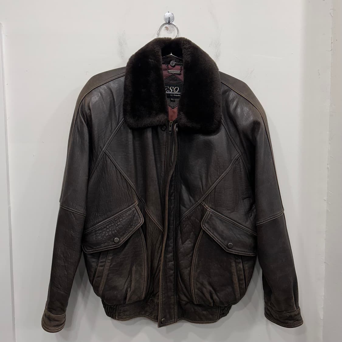 에스콰이어 램스킨 모헤어카라 레더 봄버자켓 상품이미지2