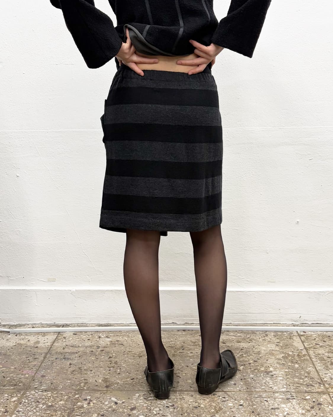 후세인 샬라얀 비대칭 스트라이프 스커트 상품이미지2