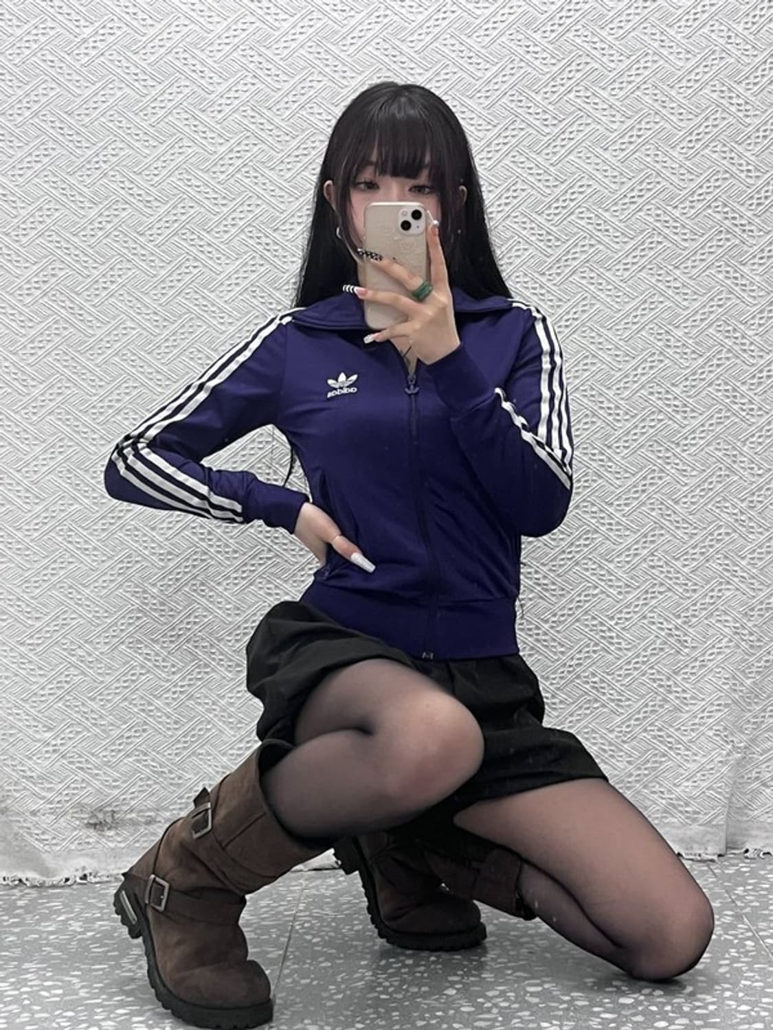 아디다스 빈티지 파이어버드 딱붙핏 딥퍼플 져지 집업 85 C10658 상품이미지2