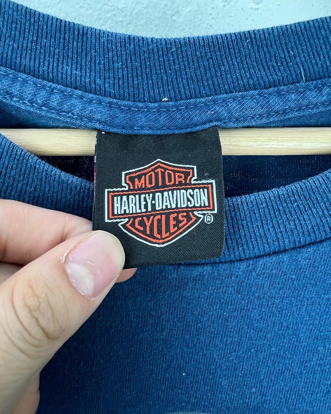 할리 데이비슨 블루 로고 프린팅 티셔츠  상품이미지5