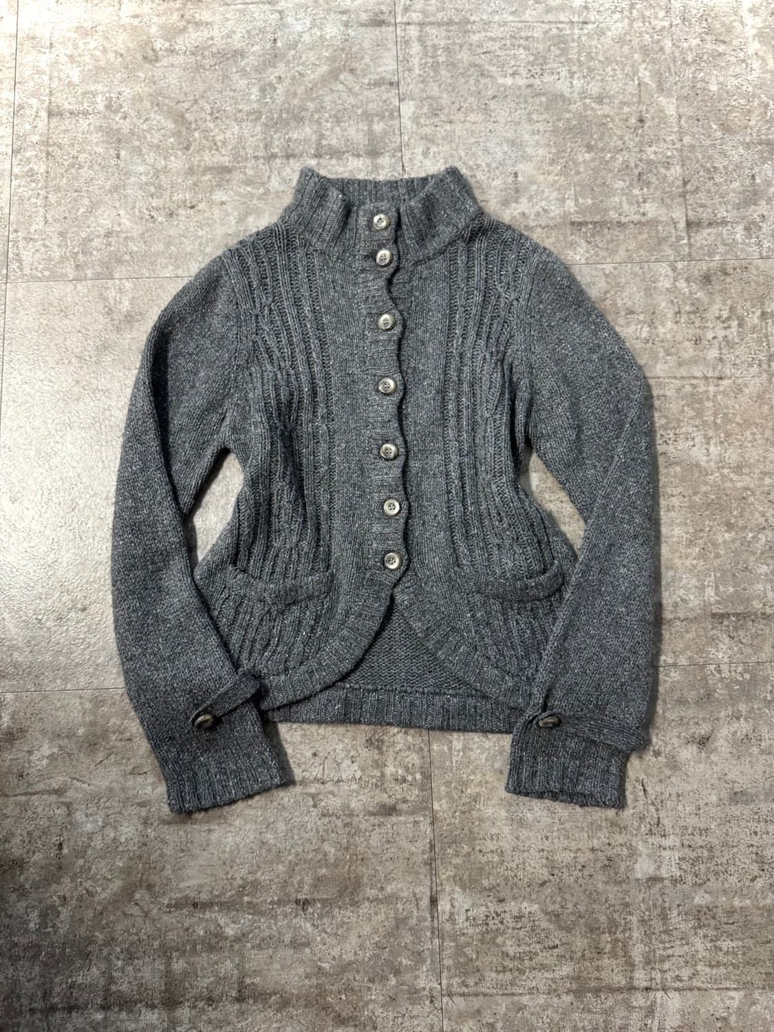 울 블렌디드 하이 넥 버튼 디테일 가디건 상품이미지2