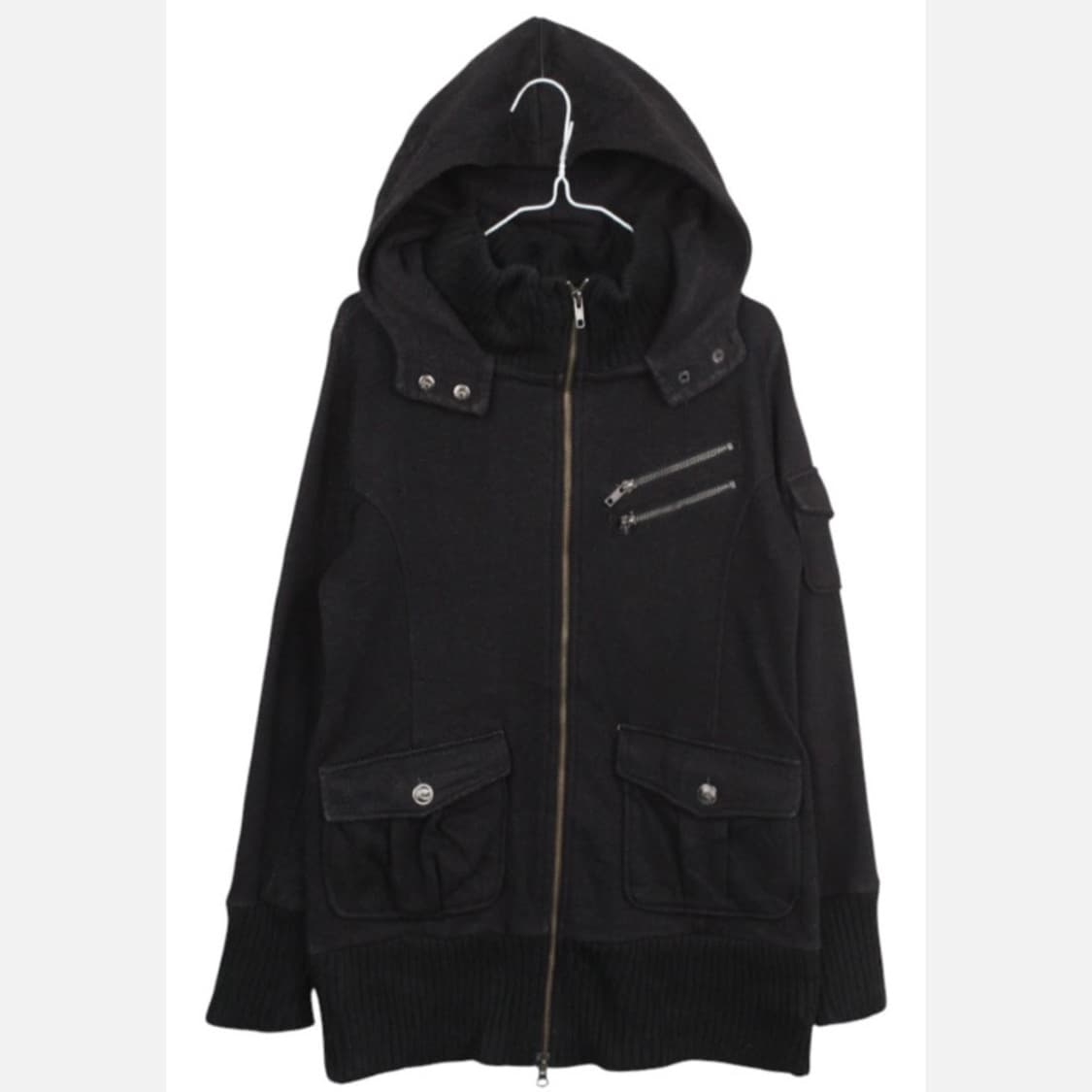 백넘버 여성 포켓 하이넥 슬림핏 후드집업 상품이미지1