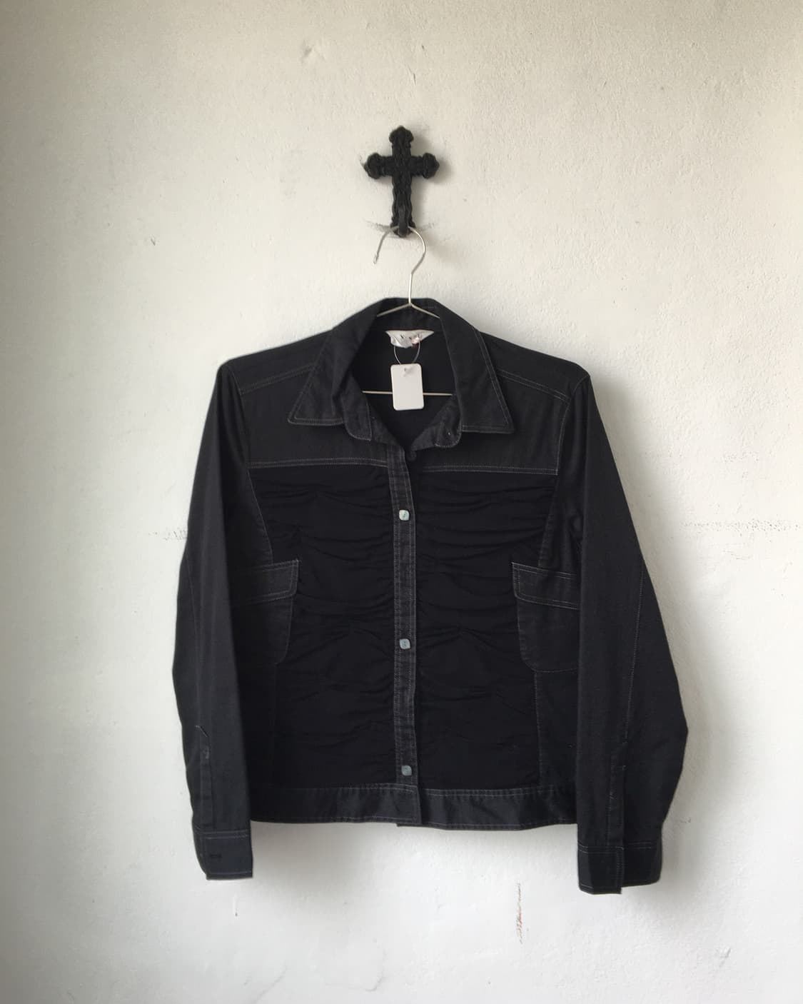 Shirring layered point shirt 상품이미지1