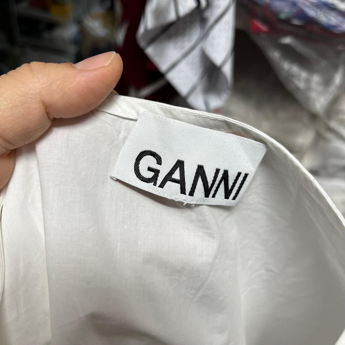 GANNI 가니 리본 셀프타이 코튼 블라우스 상품이미지2