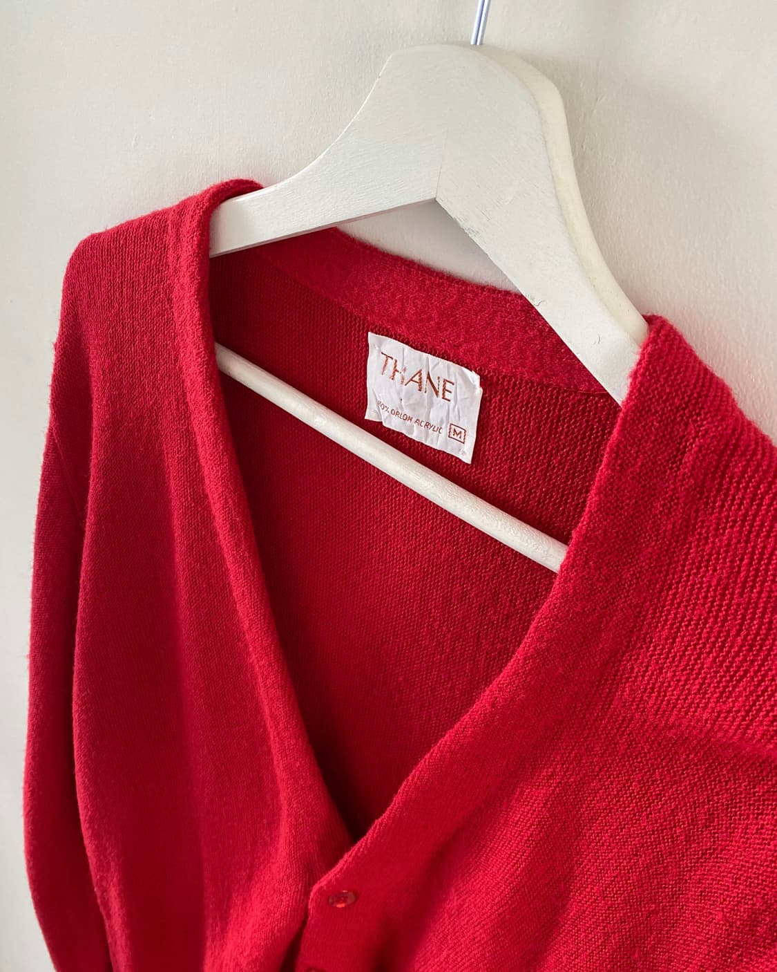 80s 빈티지 THANE 레드 아크릴 가디건 상품이미지3