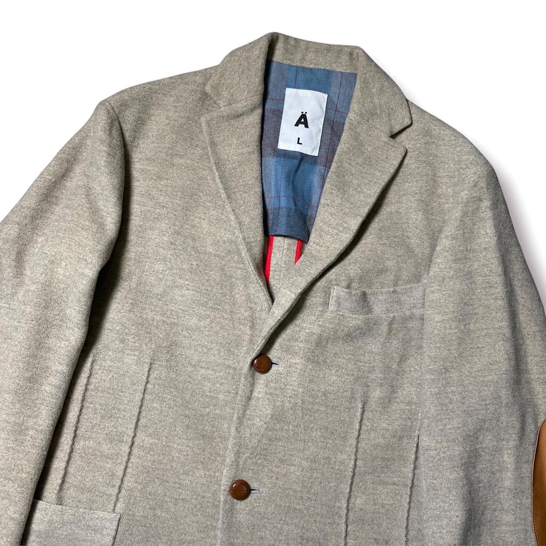 빈티지 레더 패치 싱글 울 자켓 상품이미지2