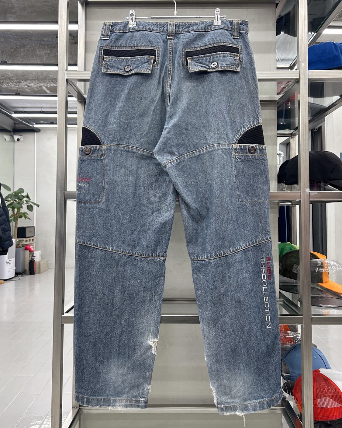 푸부 00s 카고 메쉬 포켓 와이드 데님 팬츠 상품이미지3