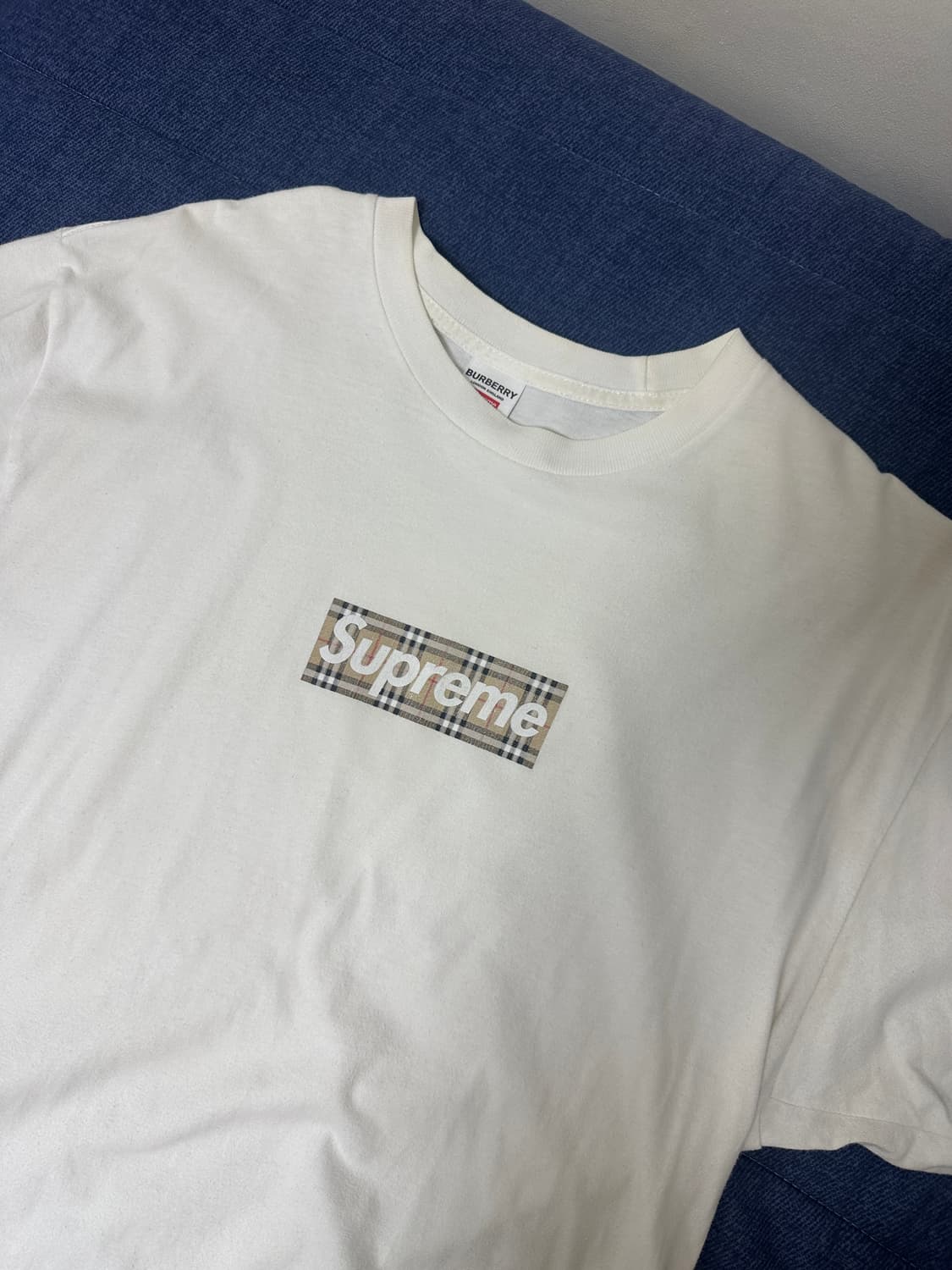 슈프림 x 버버리 박스로고 티셔츠 화이트 L 상품이미지2