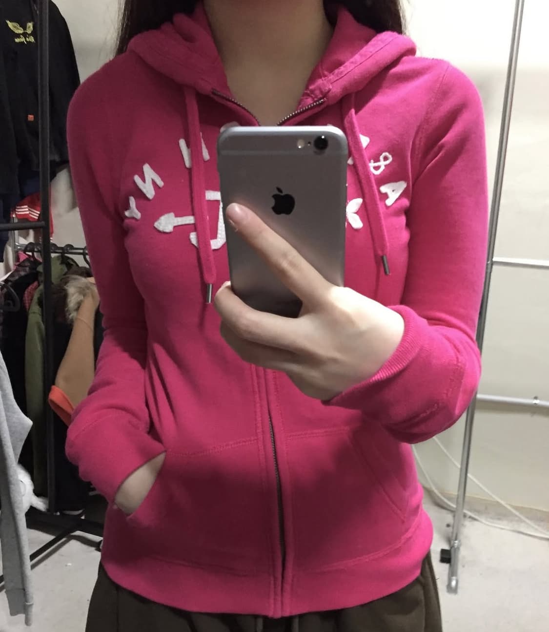 아베크롬비 핑크 딱붙 후드집업 상품이미지1