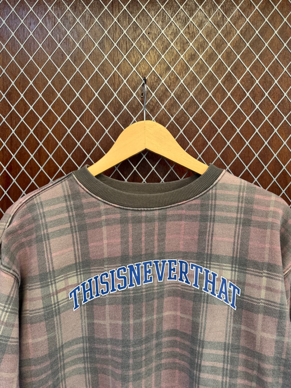 디스이즈네버댓 아치로고 핑크 체크 기모 맨투맨 스웻셔츠 S 상품이미지2