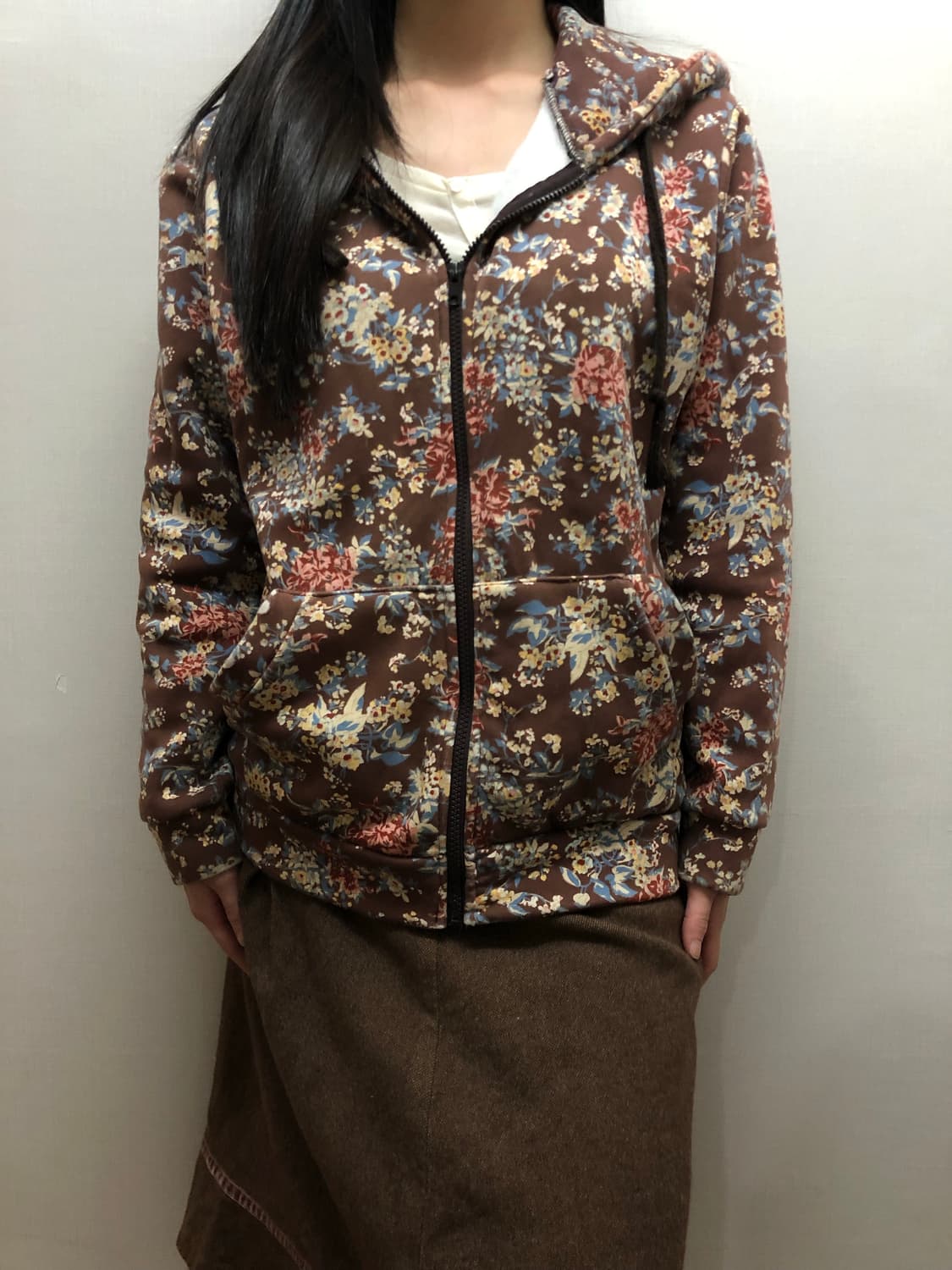 빈티지 브라운 플로랄 후드집업 상품이미지8