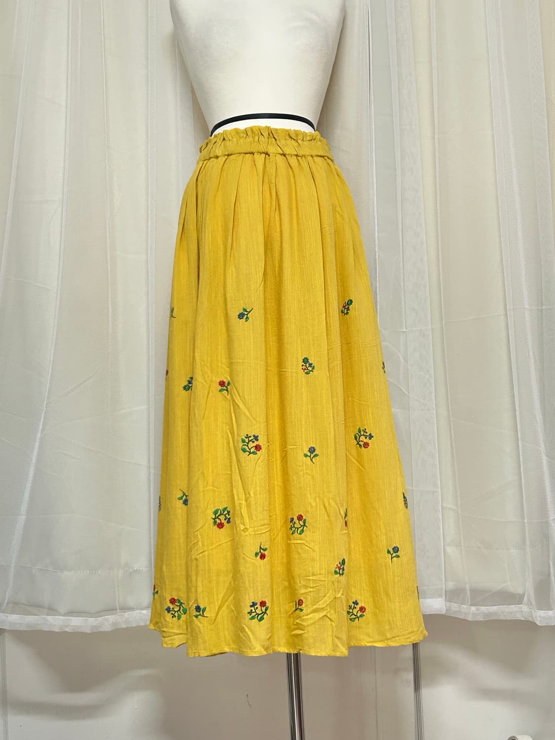 티티카카 노랑 꽃 자수 히피 롱스커트  상품이미지1