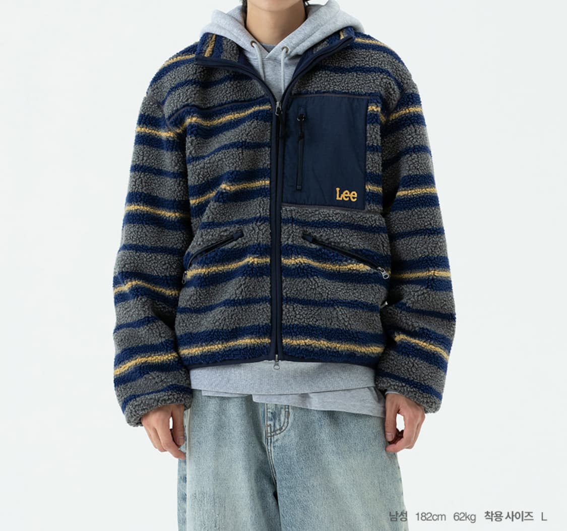 Lee 리 플리스 하이넥 집업 자켓 그레이 후리스 상품이미지2