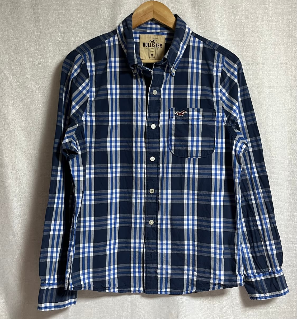 공용 홀리스터 네이비 체크 남방 셔츠 M 상품이미지1
