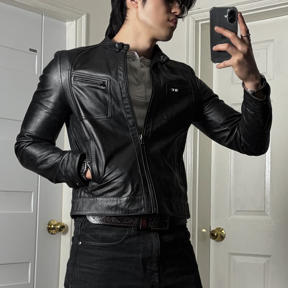 레더 바이크 자켓 양가죽 100% 상품이미지1