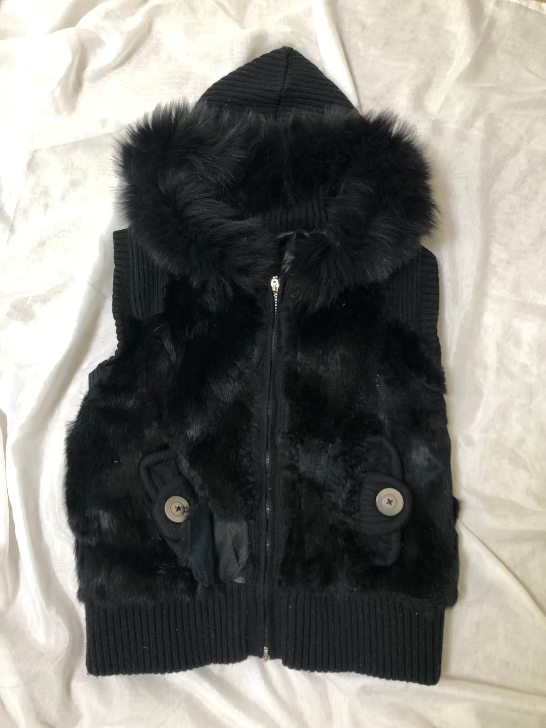 리얼퍼 조끼 와투케 펑크 핀터깔 리얼퍼 래빗퍼 폭스퍼 상품이미지2