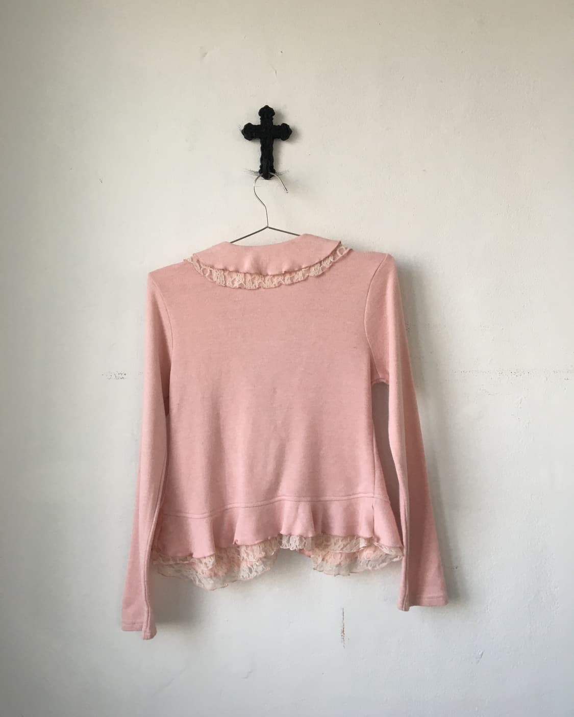 Lace trimming ruffle knit cardigan 상품이미지3
