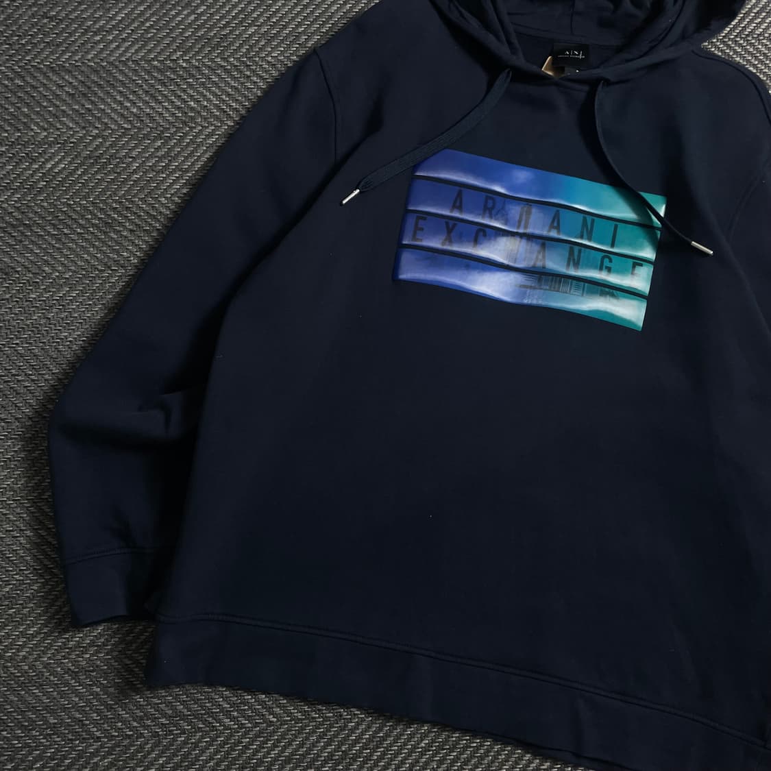 아르마니 익스체인지 빅로고 박시핏 후드 티셔츠 네이비o 4961 상품이미지4