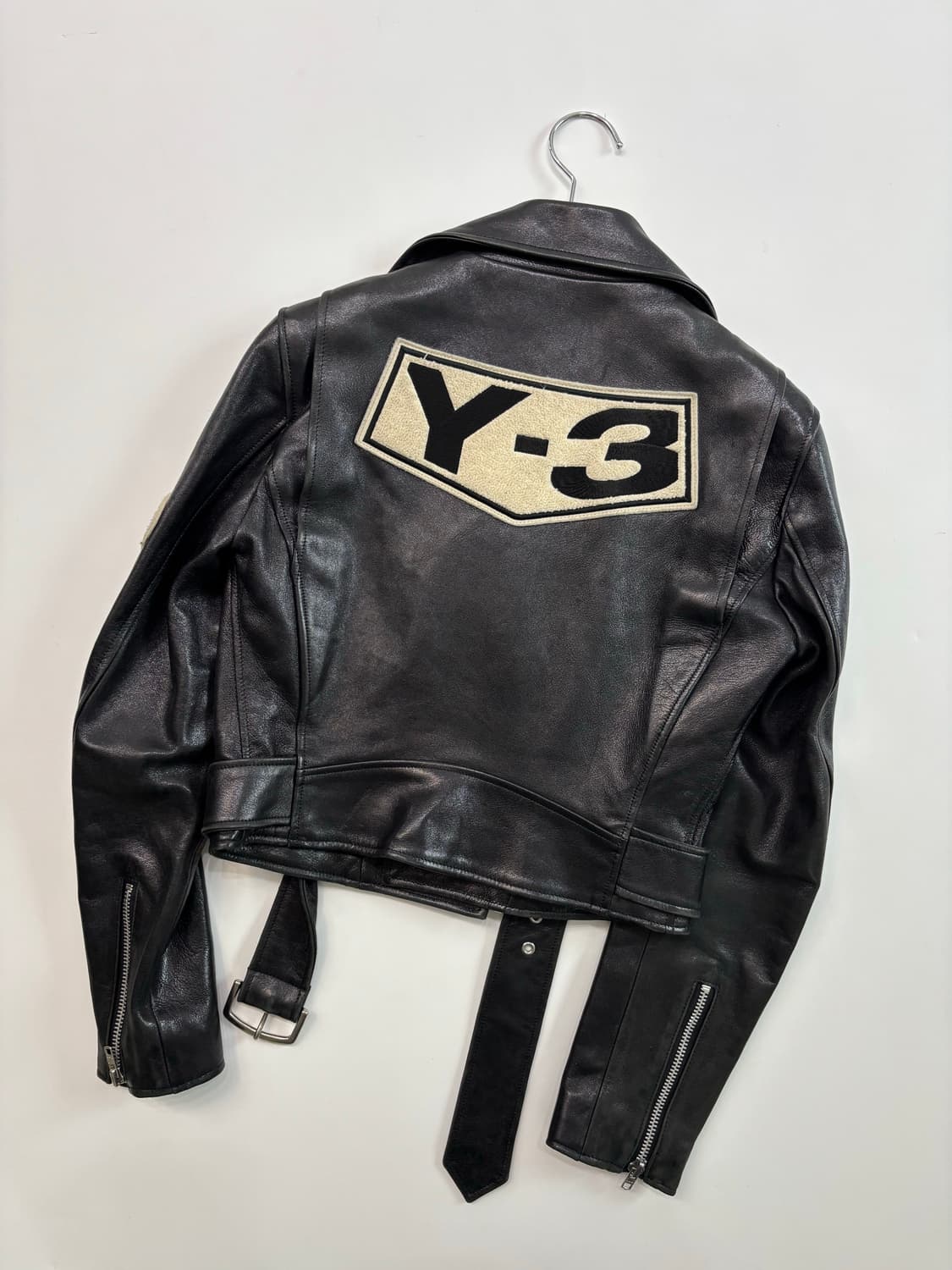 Y-3 16AW 블랙 백로고 패치드 모터사이클 레더 자켓 상품이미지6