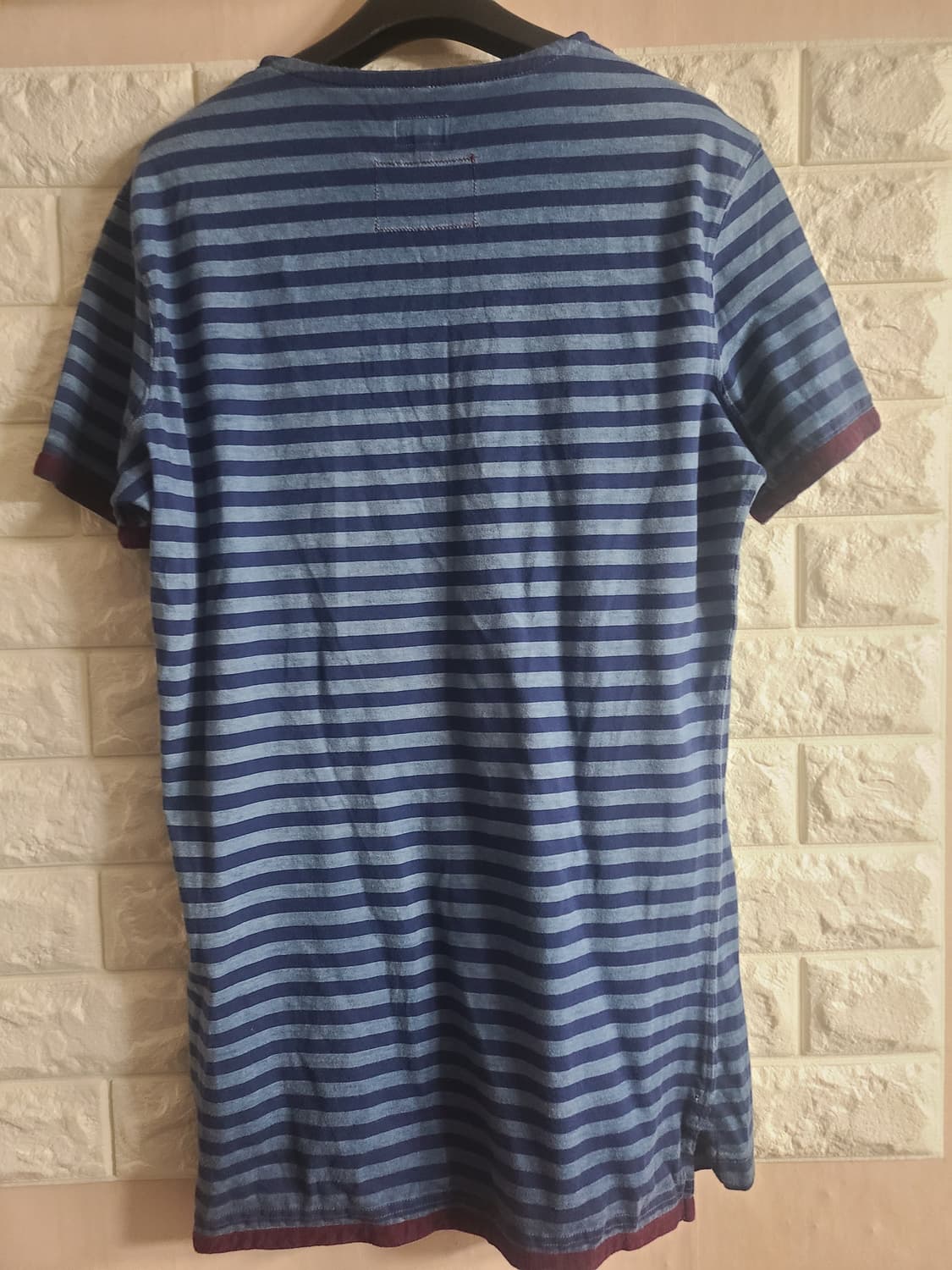 AJ 남성 블루 스트라이프 반팔 티셔츠(100) 상품이미지5