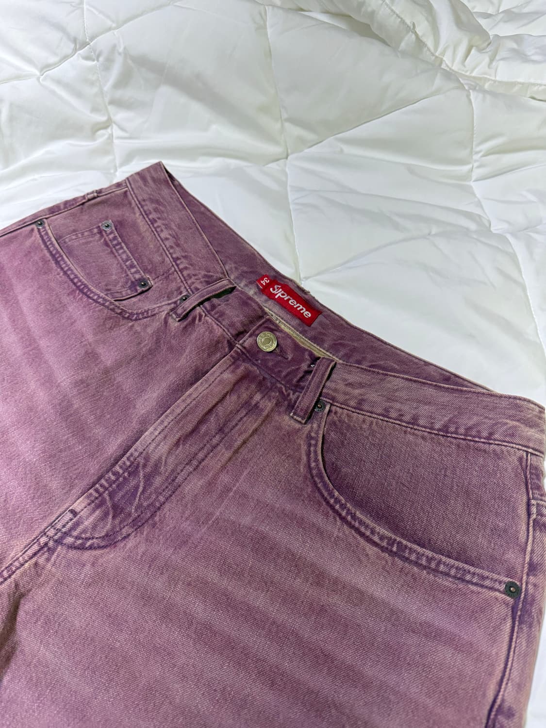 26ss 슈프림 배기 데님 쇼츠 Overdyed Purple 상품이미지2