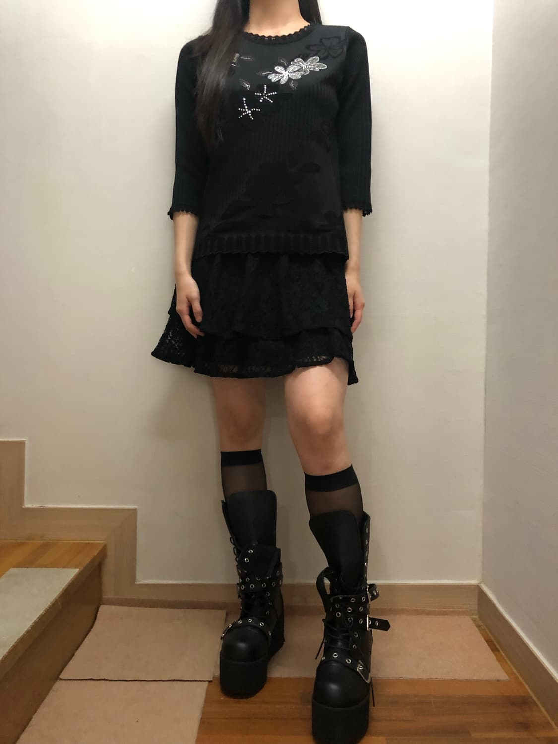 빈티지 블랙 오리엔탈 큐빅 탑 상품이미지7