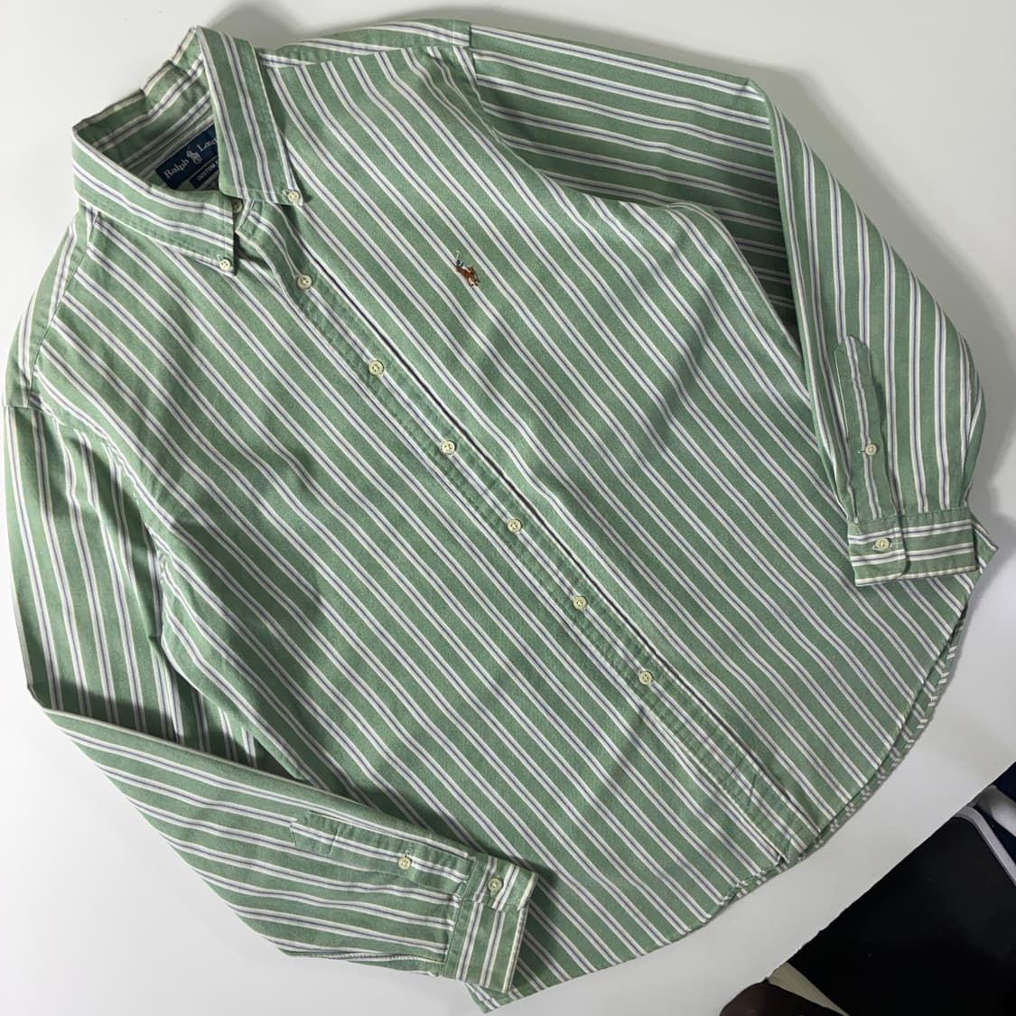 Polo  폴로 랄프로렌 자수 코튼 라이트그린 스트라이프 셔츠  상품이미지2
