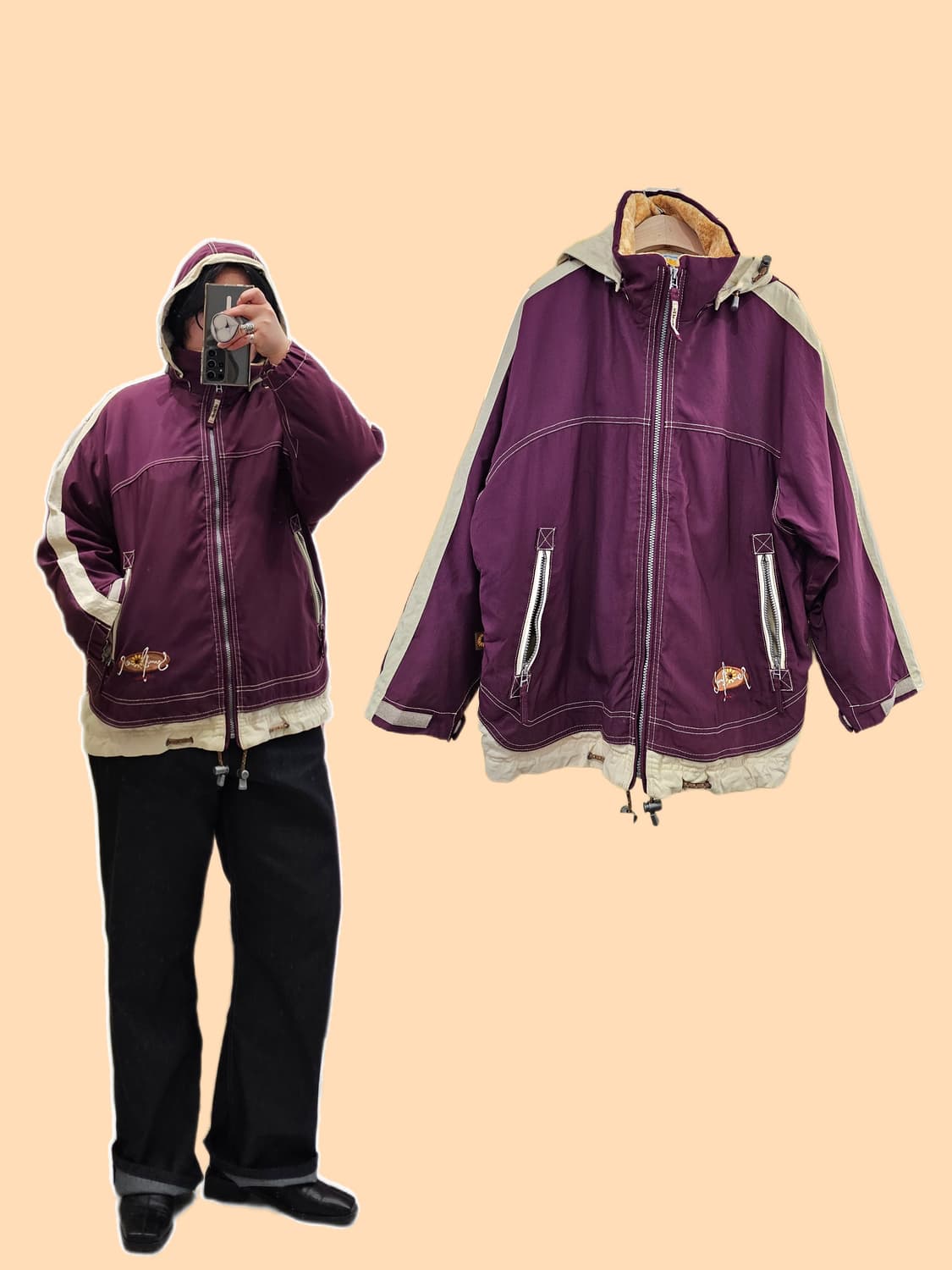 90's ellesse sunflower 퍼플 소프트쉘 후드자켓 상품이미지1