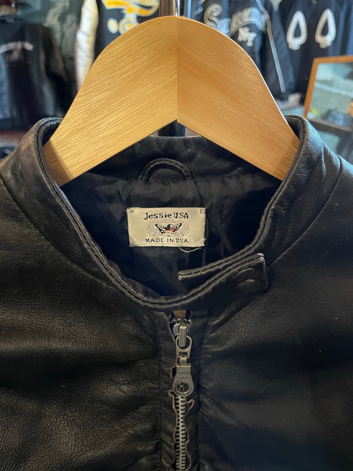 Jessie USA 레이스 양가죽 자켓 블랙 상품이미지5