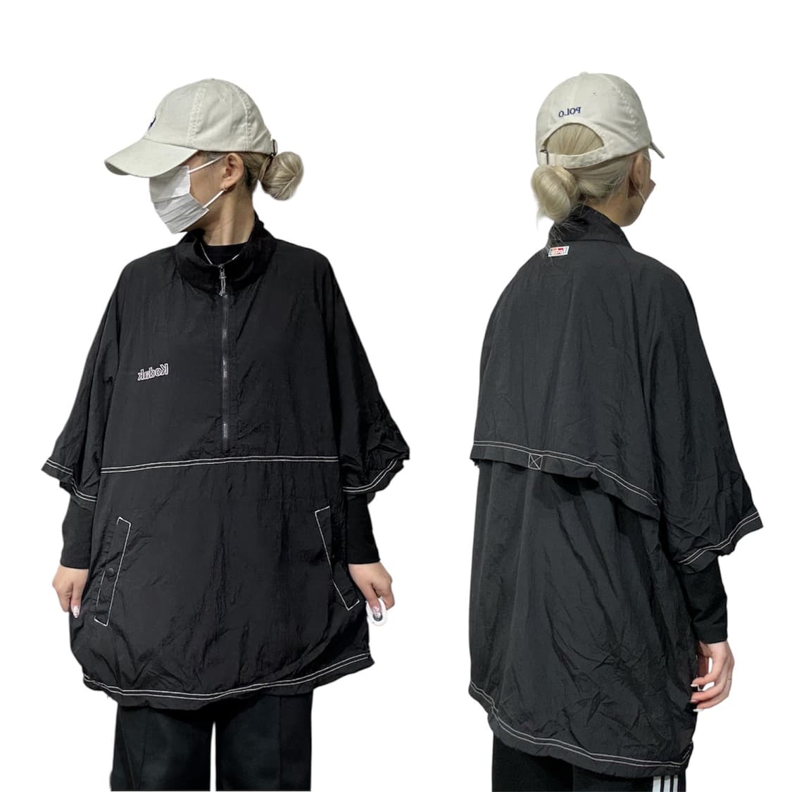 코닥 블랙 오버핏 운동복 반팔 바람막이 아노락 자켓 2XL 상품이미지1