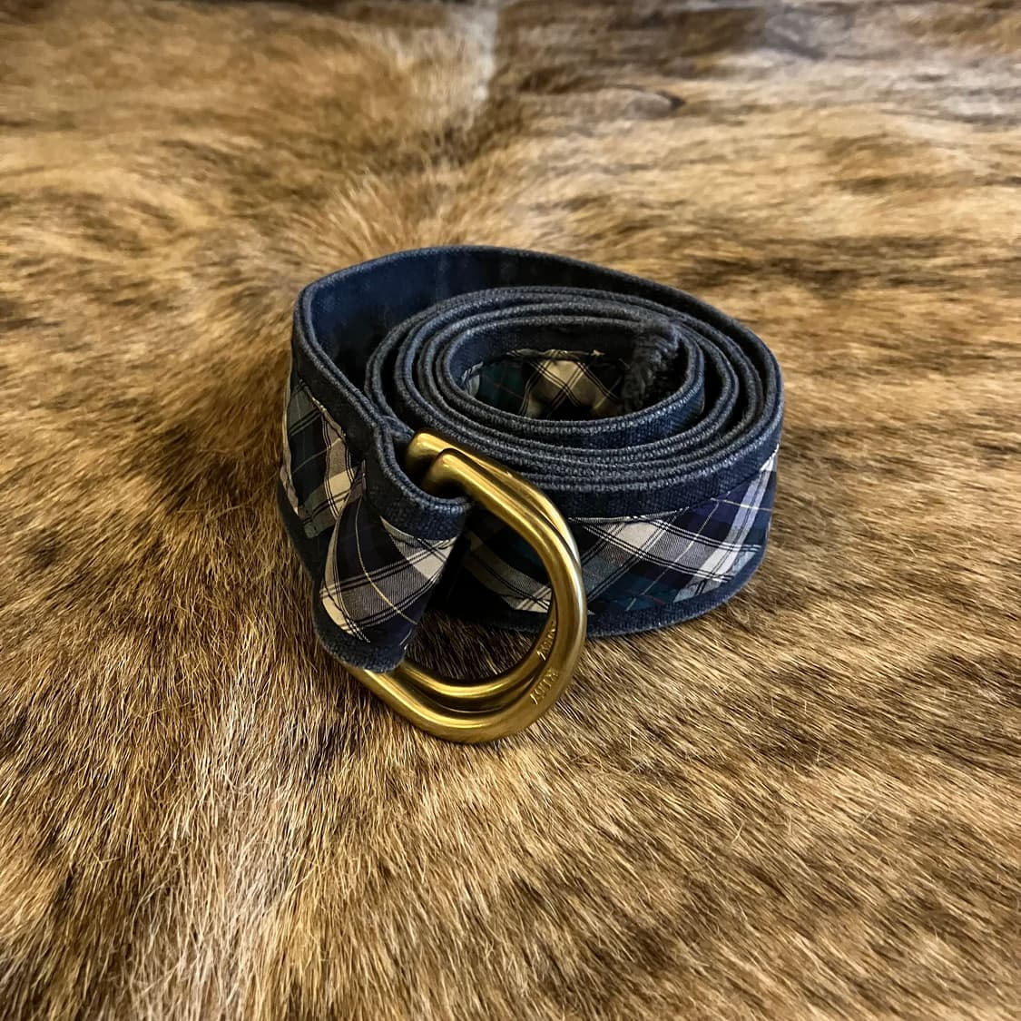 폴로 랄프로렌 코튼 체크 D링 벨트 32-36 상품이미지1