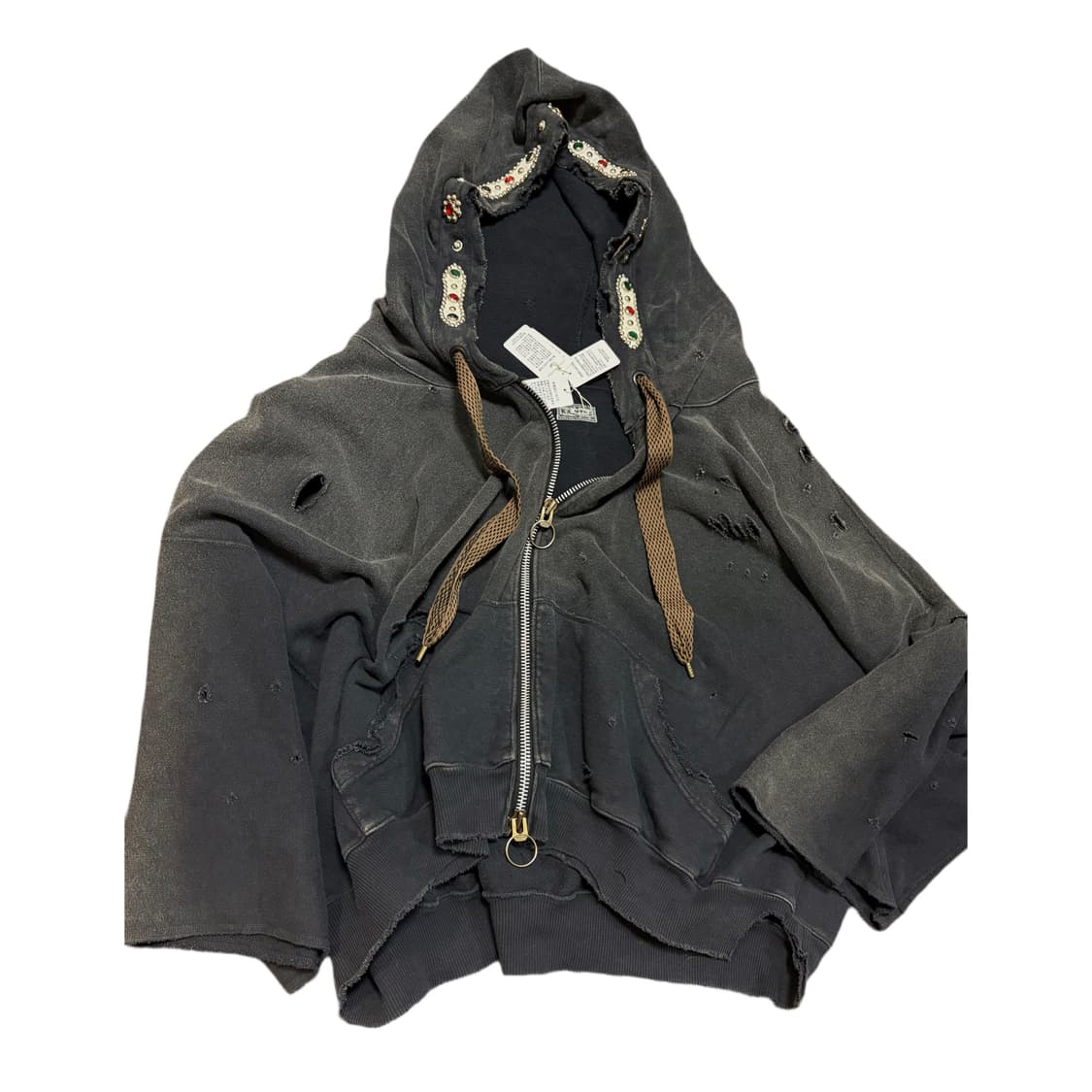 캐피탈 스릴러 젬스톤 디스트로이드 판초 후드집업 상품이미지1