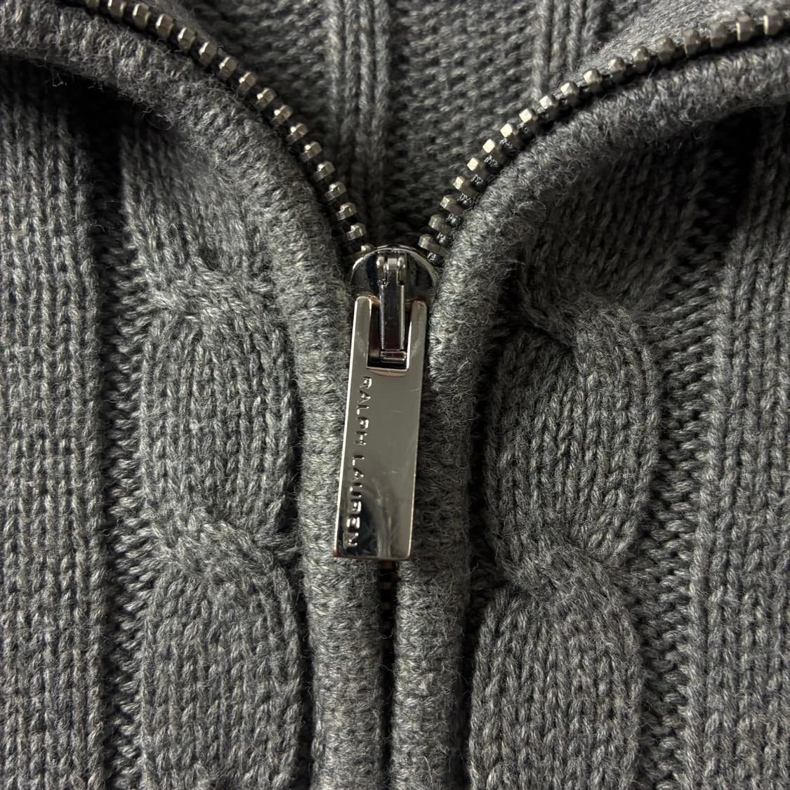 Polo  랄프로렌 스포츠 자수 코튼 그레이 꽈배기 니트집업 상품이미지4