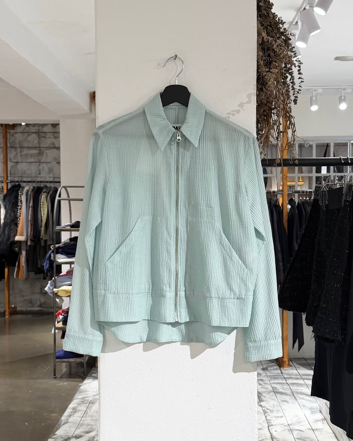 mm6 민트 시어서커 카라 집업 자켓 상품이미지1