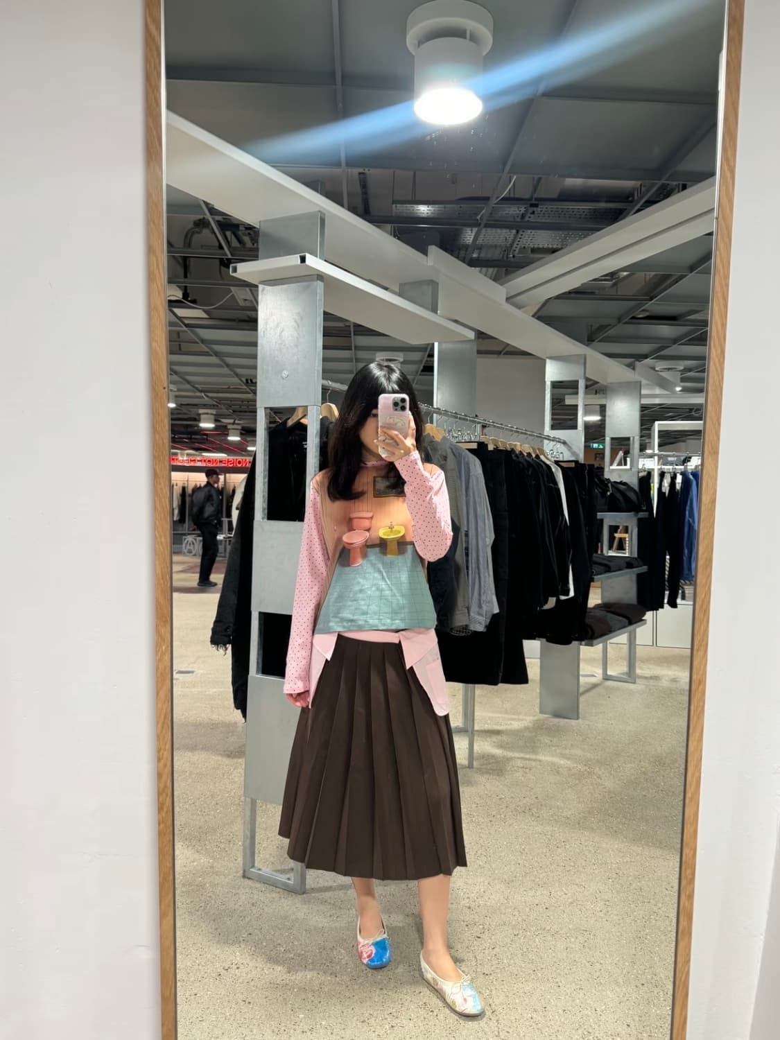 브라운 플리츠 스커트 상품이미지4