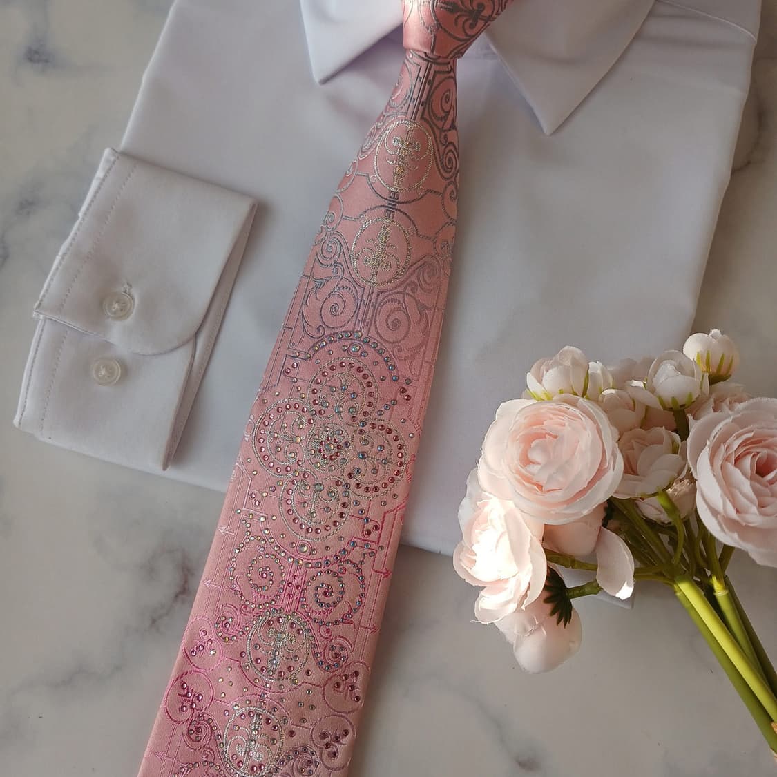 메트로시티 실크 핑크 장식 패턴 넥타이 8.6cm A등급 A19329
 상품이미지5